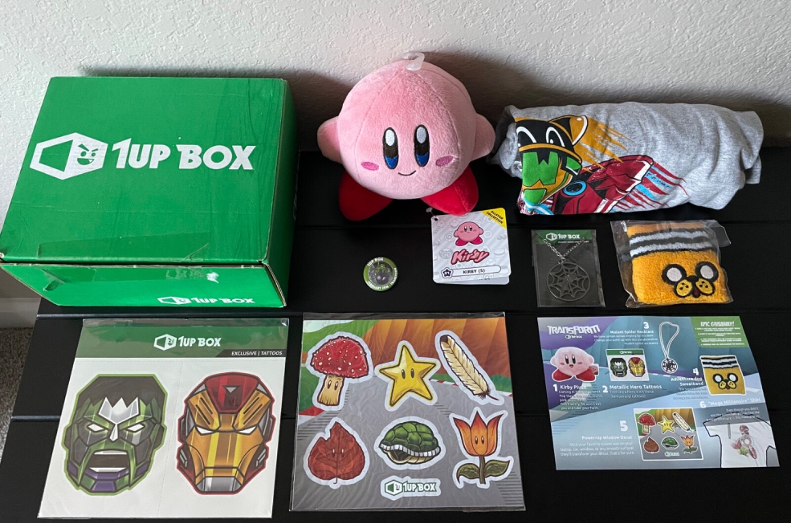1UP Loot Subscription Box (February 2016) Tshirt, Gaming, Marvel, Adventure Time