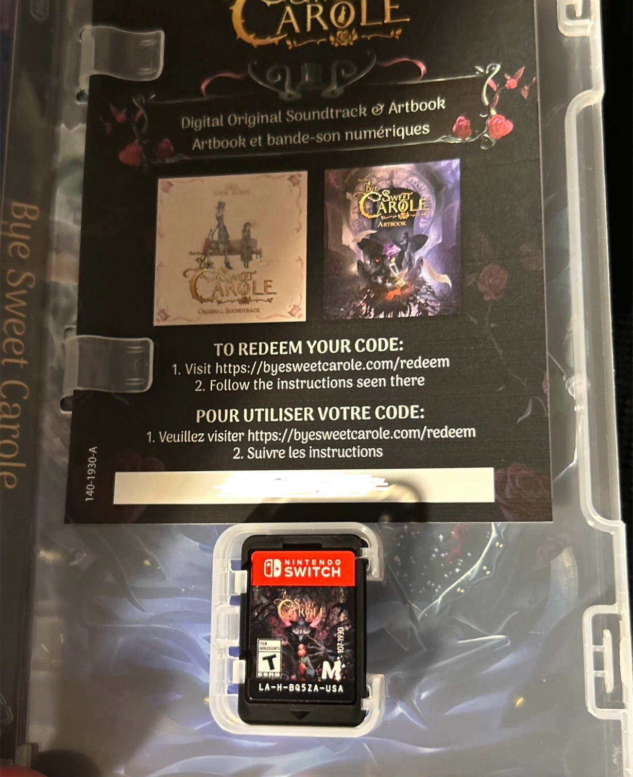 Bye Sweet Carole (Nintendo Switch, 2025) Complete CIB w/ Unused Codes Near Mint