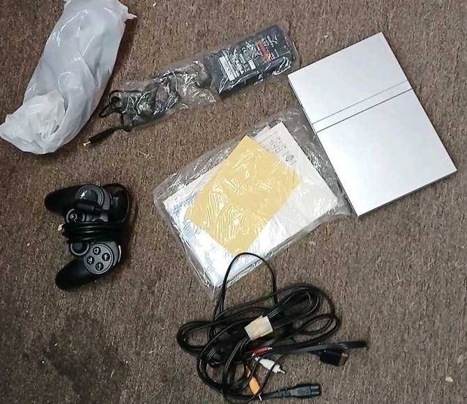 Sony PlayStation 2 PS2 Slim Console Complete. Tested Working With 10 Games