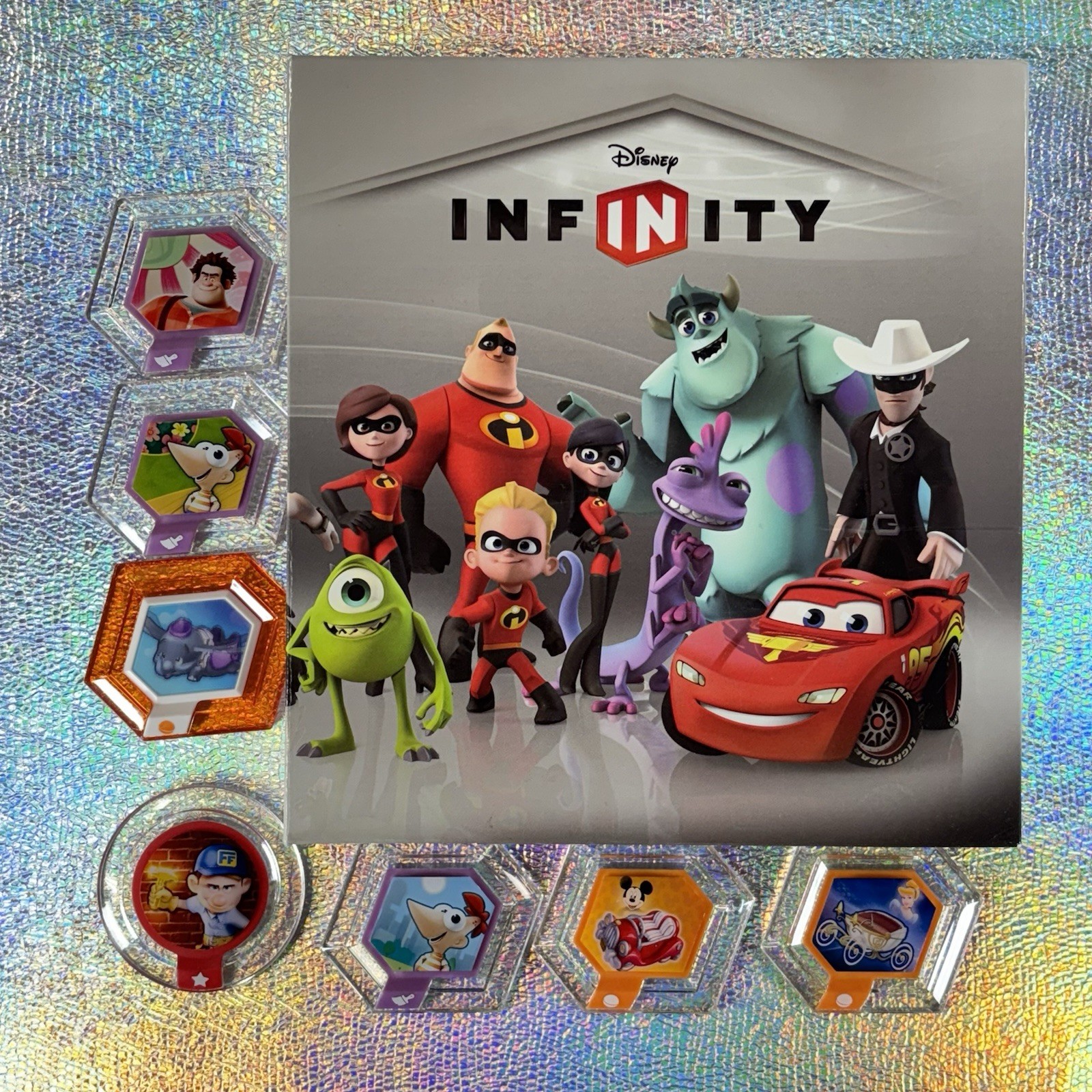 Disney Infinity Power Disc Lot Of 7 With Book