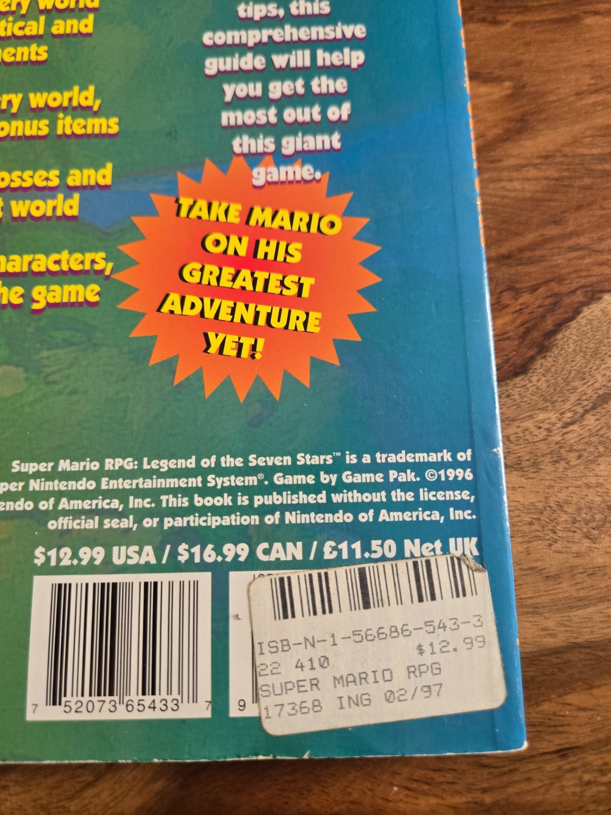 Super Mario RPG Legend Seven Stars SNES Brady Games Strategy Guide