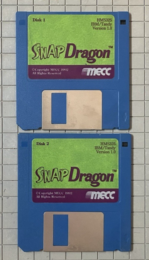 Snap Dragon PC – 3.5″ Disks (2) + 5.25″ Disk + Manual + Commands Sheet Complete