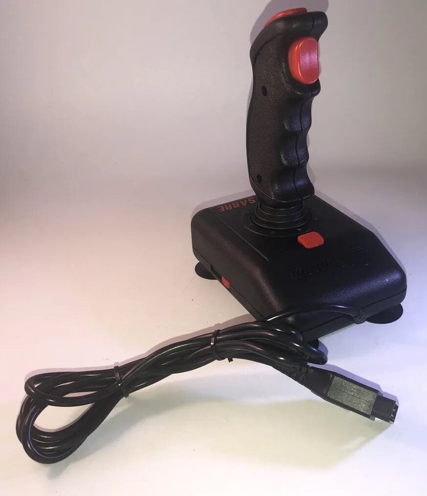 Suncom Analog Sabre Joystick Black & Red 2 Button Control Suction Mount -New