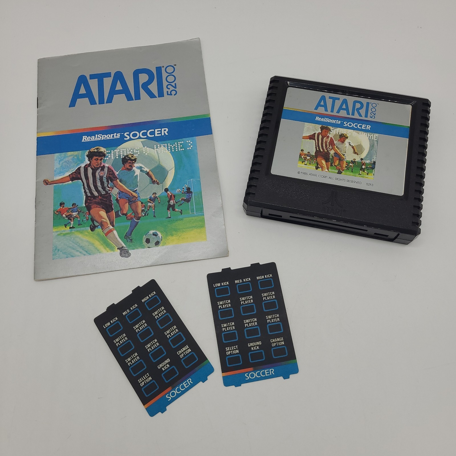 Real Sports Soccer Atari 5200 Cartridge With Manual & Controller Overlays Tested