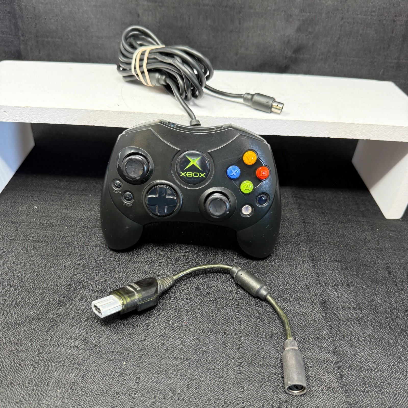 Original Xbox OEM S Type Black Controller w/ Breakaway Cable