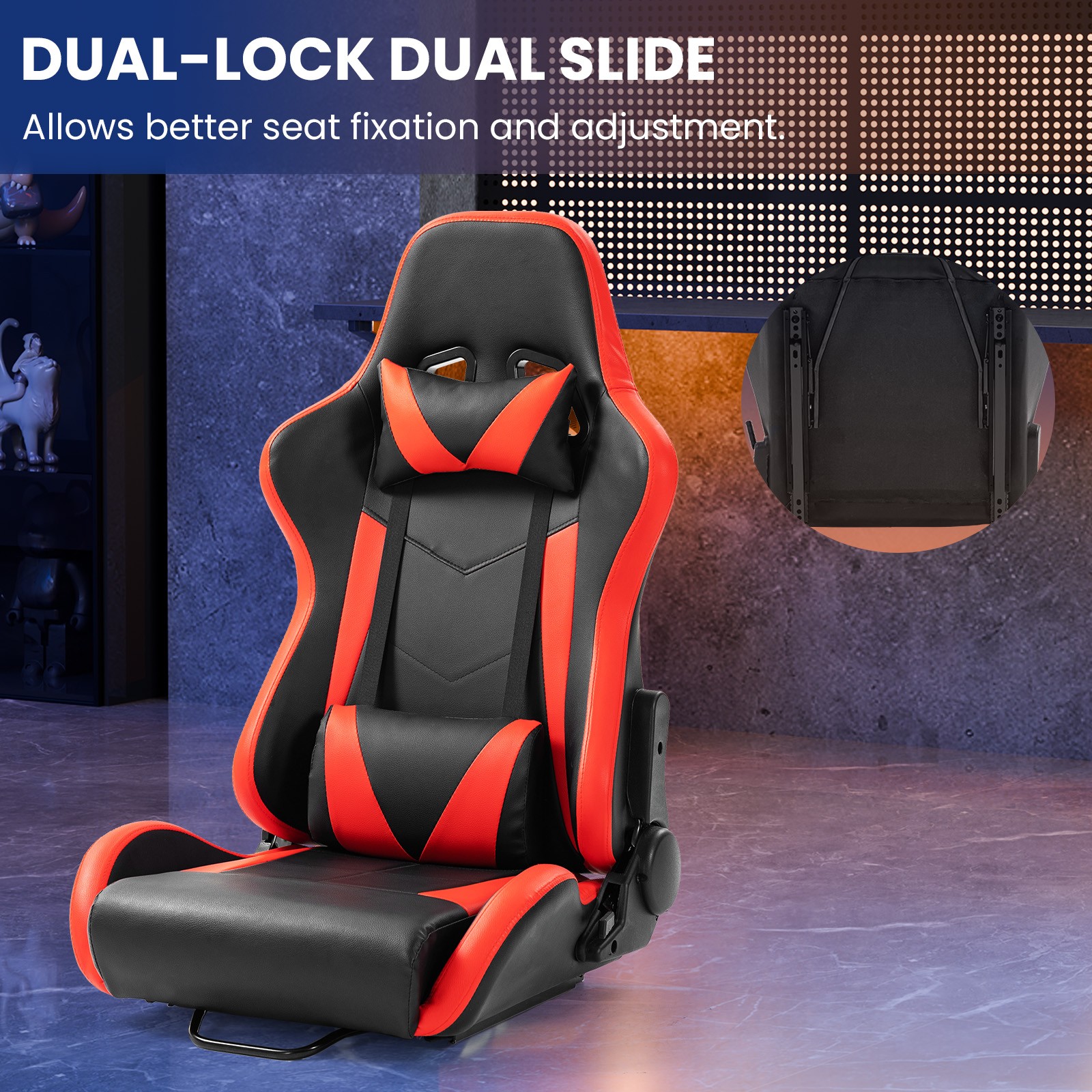 Minneer Racing Game Seat for Steering Wheel Stand Sim Cockpit Double Slide Track