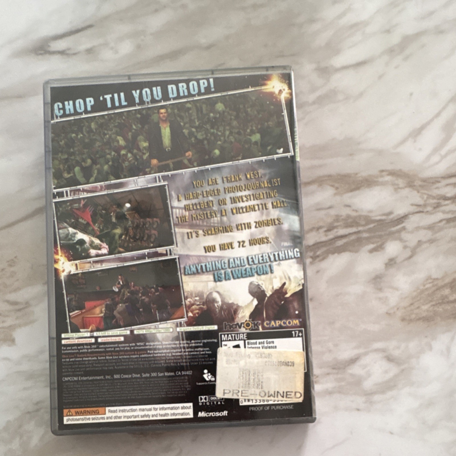 Capcom Dead Rising Platinum Hits Xbox 360 M Survival Horror game 2006 w manual