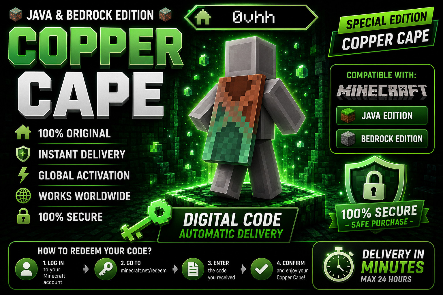 Minecraft Copper Cape Code 2026 | Exclusive | Java & Bedrock |