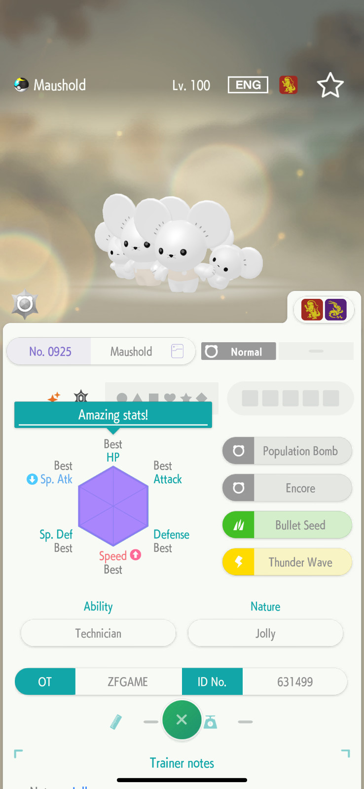 ✨6IV SHINY Maushold + EVS🚀 POKEMON HOME✨Champions✨Online delivery⚡