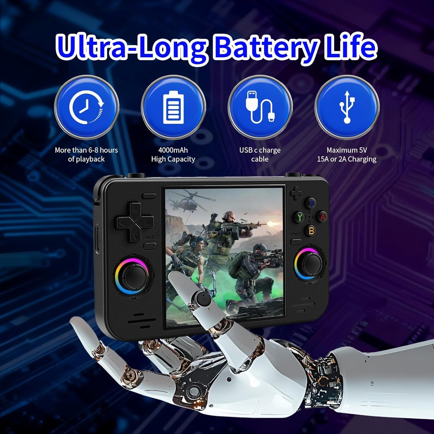 RF40H Black Retro Game Console, Dual Player, 18K+ Classic Games in Your Pocket
