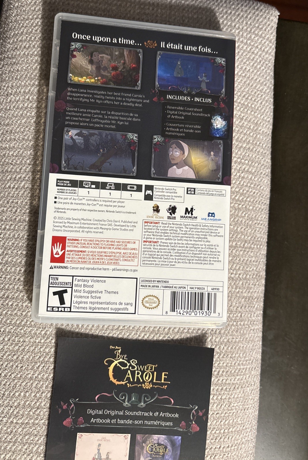 Chris Darril’s: Bye Sweet Carole (Nintendo Switch) Physical W/ DLC Code Digital