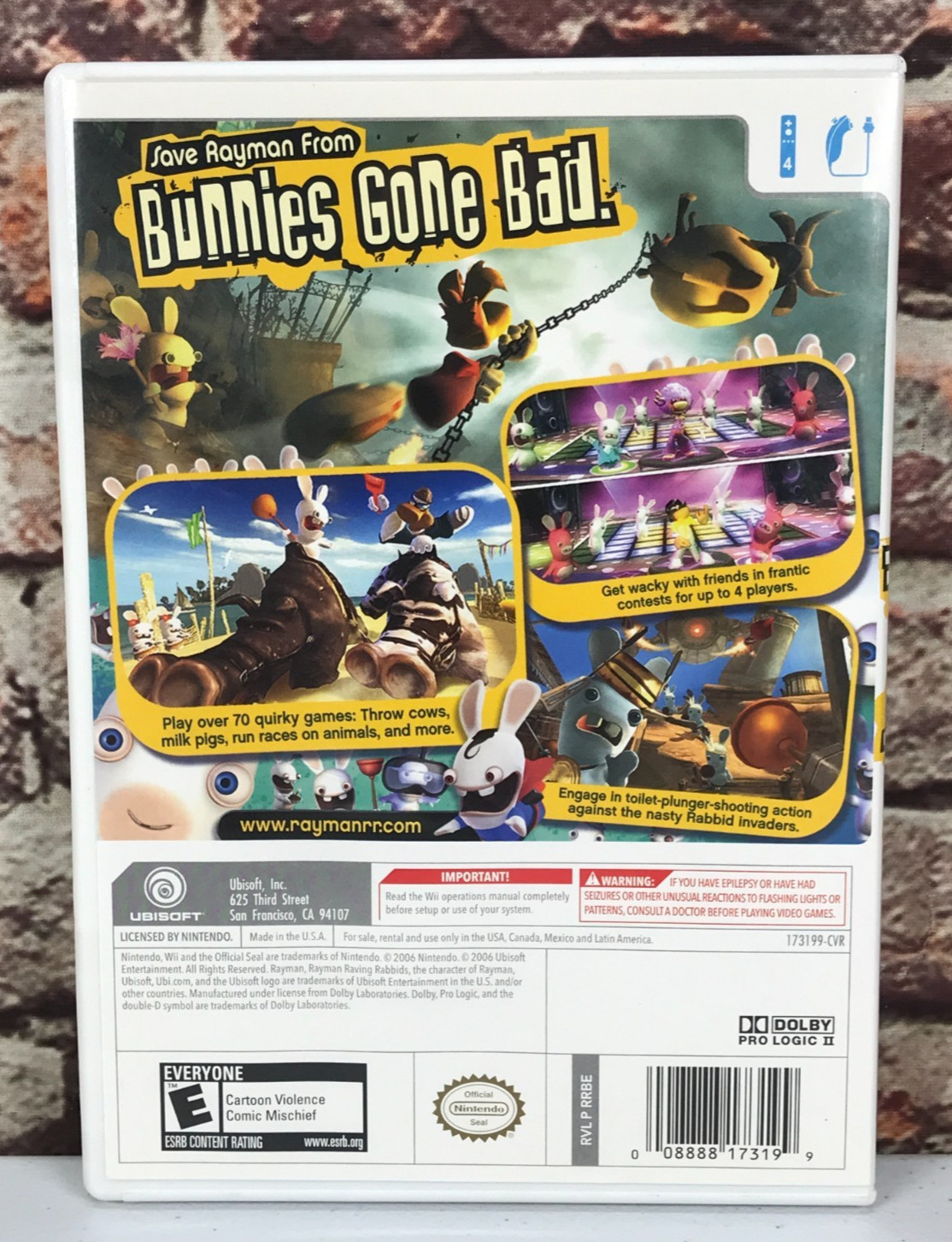 Rayman Raving Rabbids (Nintendo Wii, 2006) CIB Complete – Scratch Free Disc