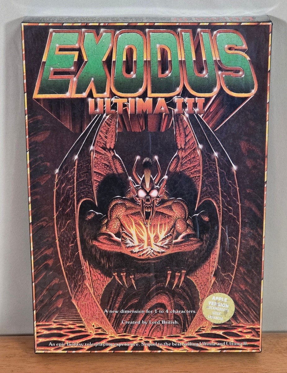 Ultima III Exodus Apple Big Box Game 5.25″ Complete CIB Cloth Map 1983 Glossy