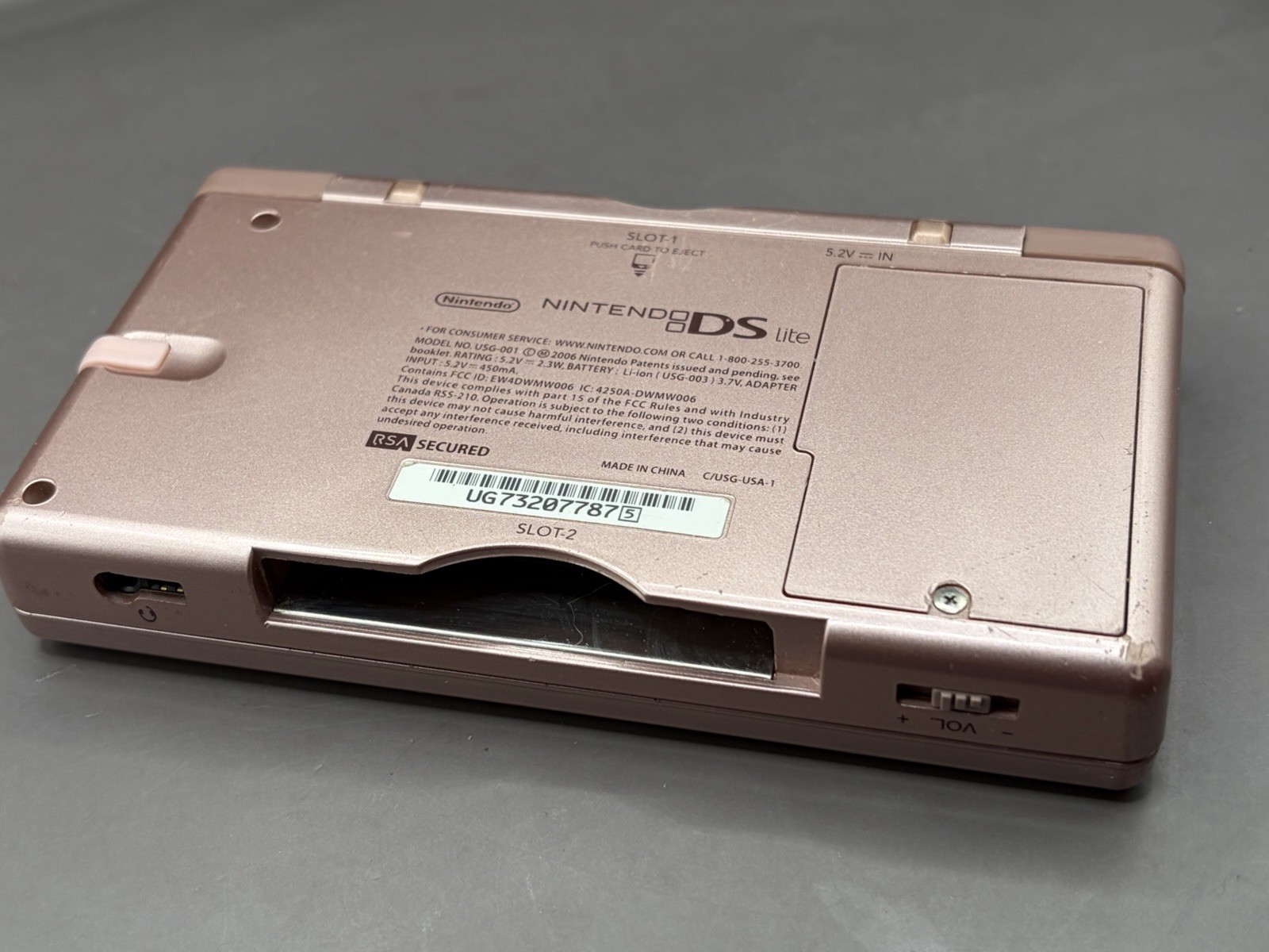 Nintendo DS Lite Metallic Rose Pink Handheld Video Game Console Only With Stylus