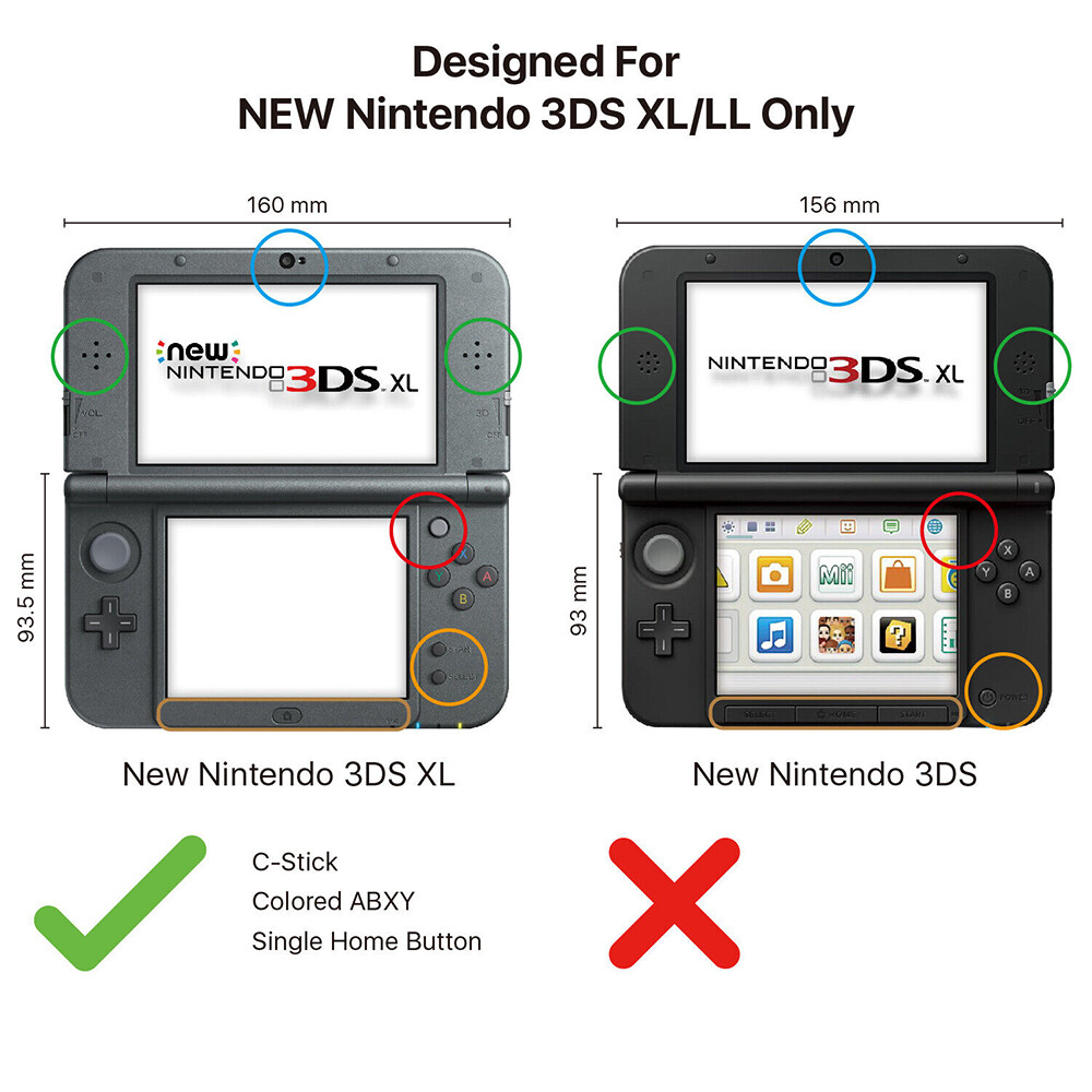 For New Nintendo 3DS XL/LL Clear Crystal Hard Shell Protective Case Cover