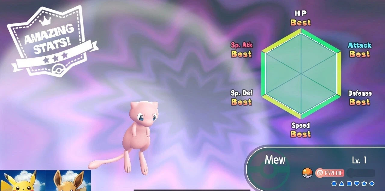 Pokemon Let’s Go Pikachu/Eevee MEW Lv.1 Mythical Event Poke Plus Version TRADE