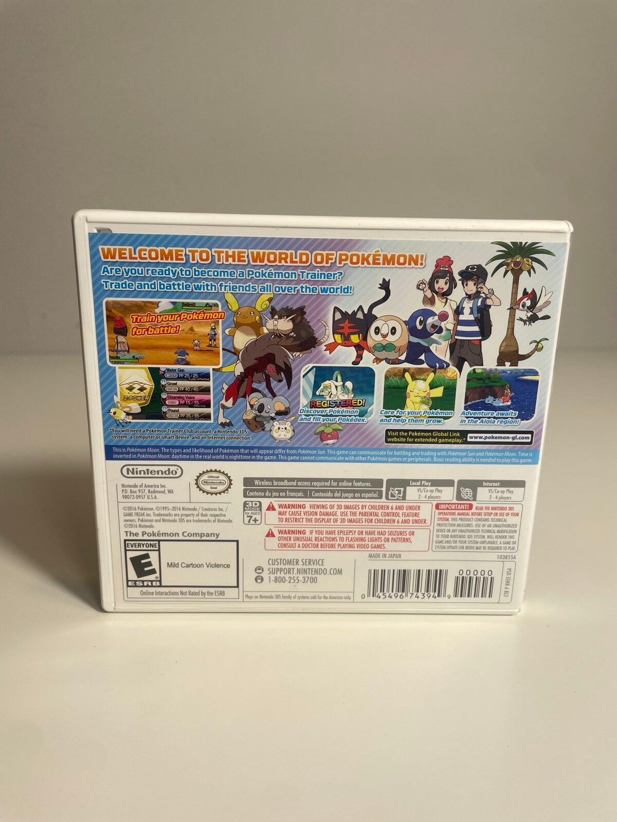 Pokémon MOON Nintendo 3DS Complete w Inserts Mint Condition Tested