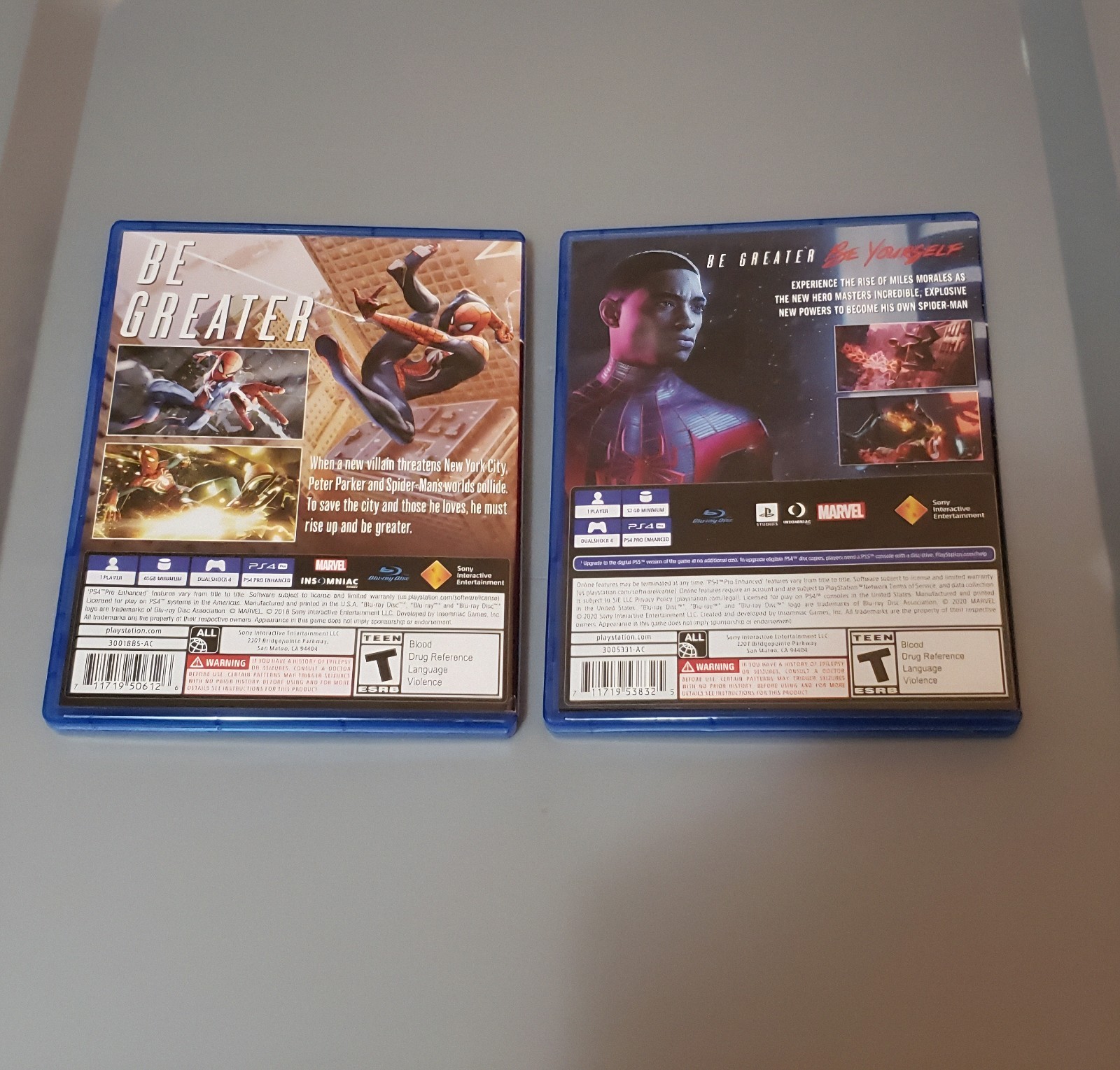 Marvel Spider-Man and Marvel Spider-Man Miles Morales PS4 CIB Tested & Works