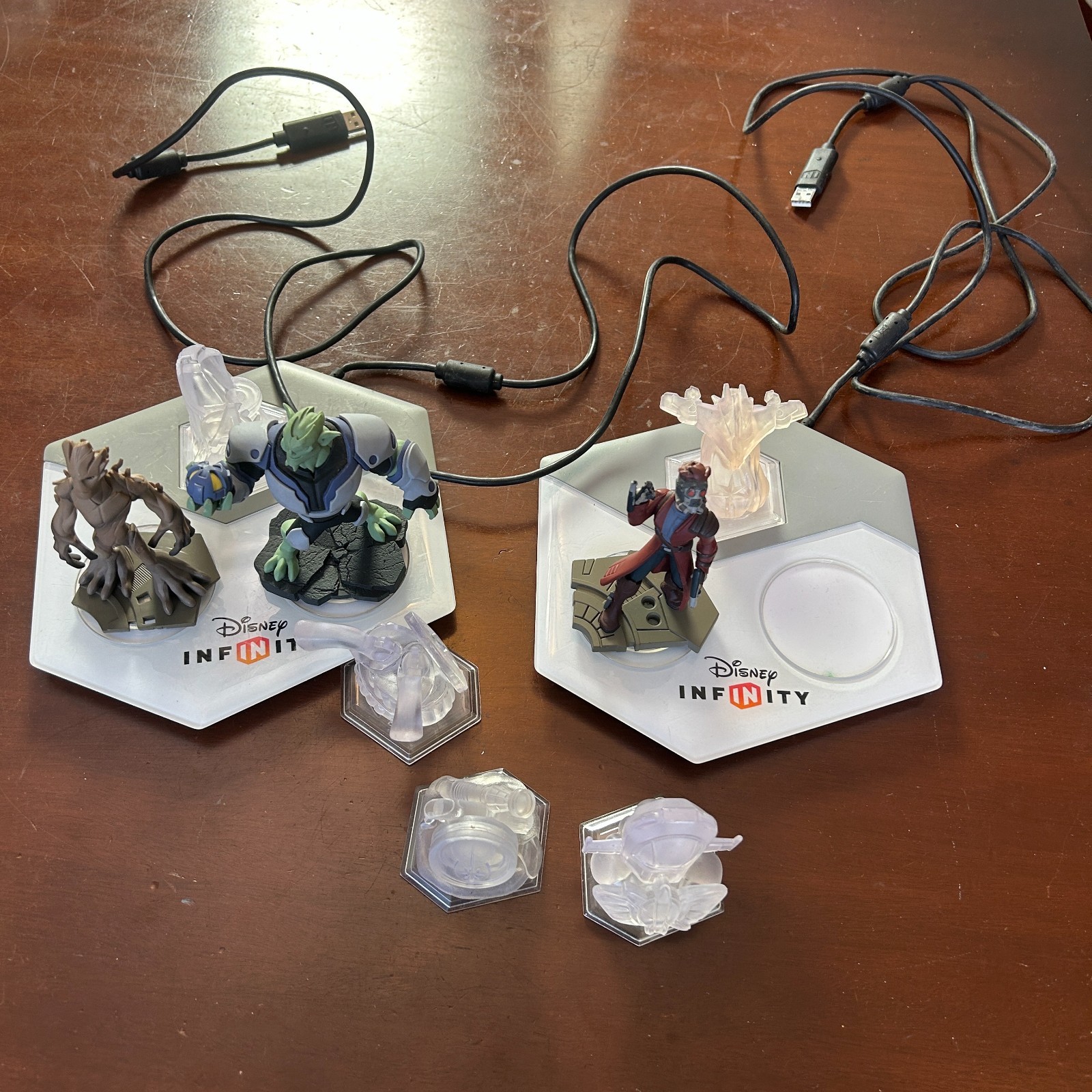 Disney Infinity Lot Of 2 Portal Bases 3 Figures 5 Crystals Guardians Marvel More