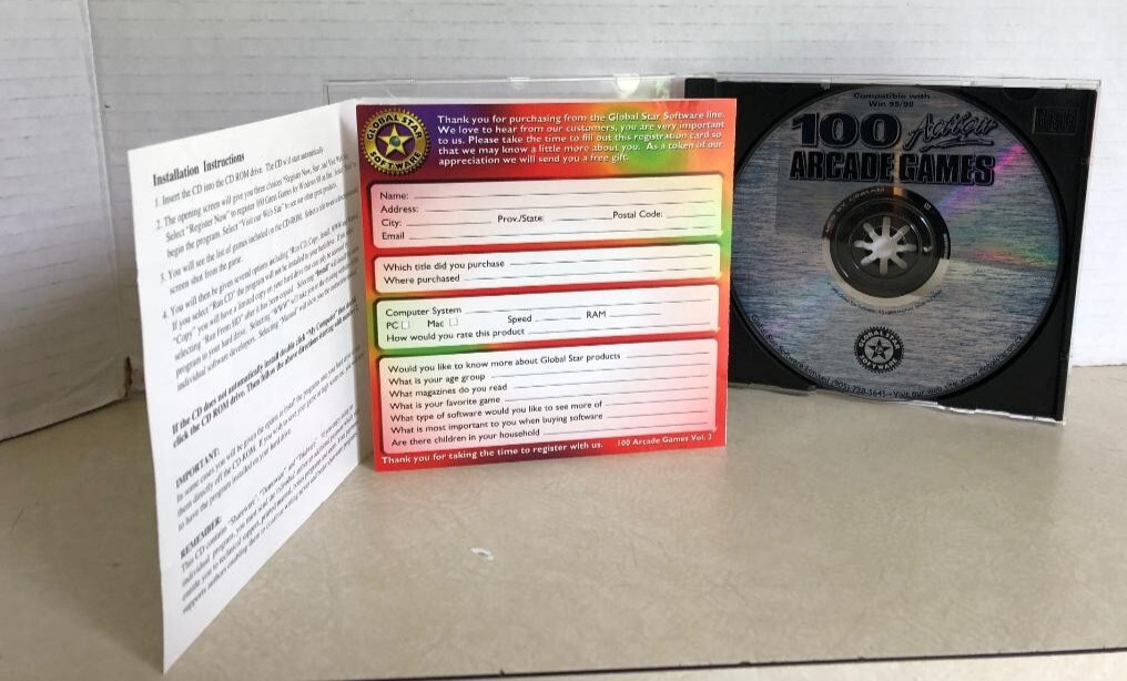 100 Action Arcade Games Vol. 3 PC Game CD-Rom Global Star Software