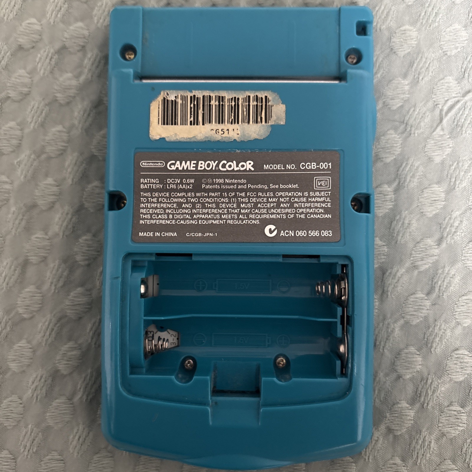Teal Nintendo Game Boy Color Handheld Game Console – Teal, Missing Back.