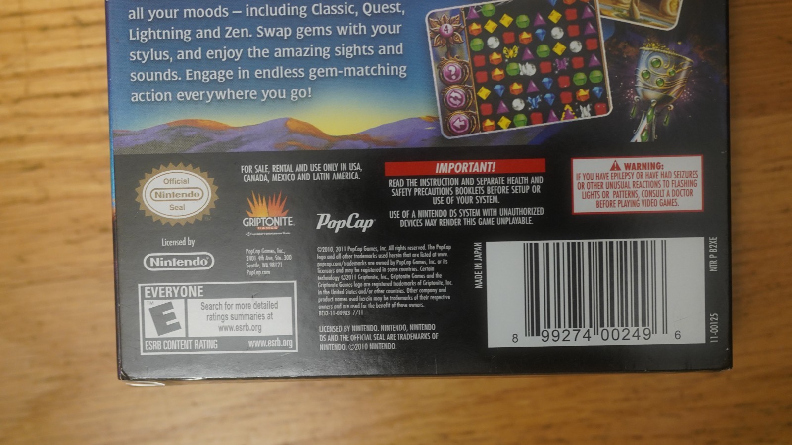 Bejeweled 3 (Nintendo DS, 2011) FACTORY SEALED WITH SLIP COVER