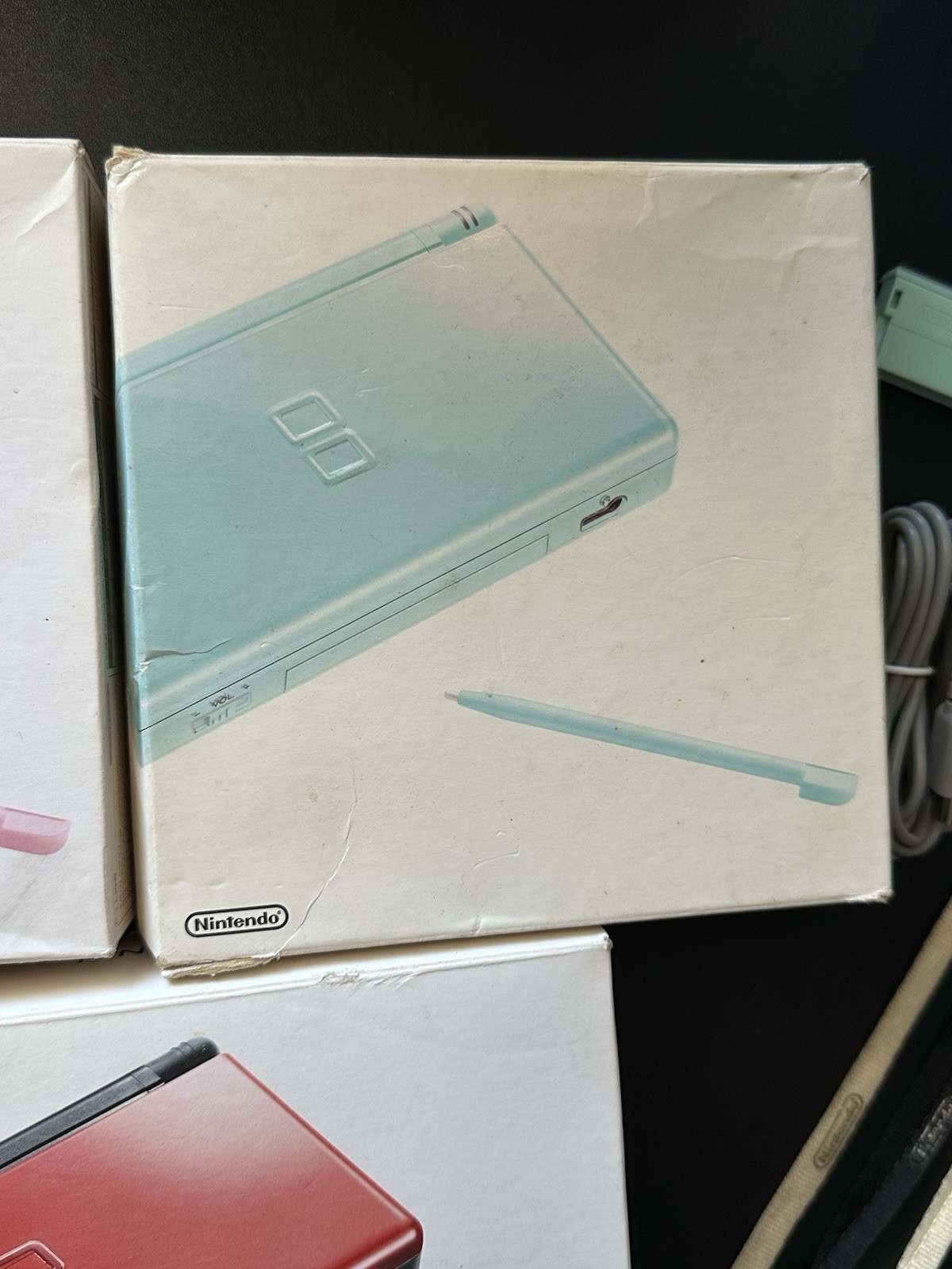 Lot 3 In Box Nintendo DS Lite Crimson Red Black Ice Blue Noble Coral Pink Works