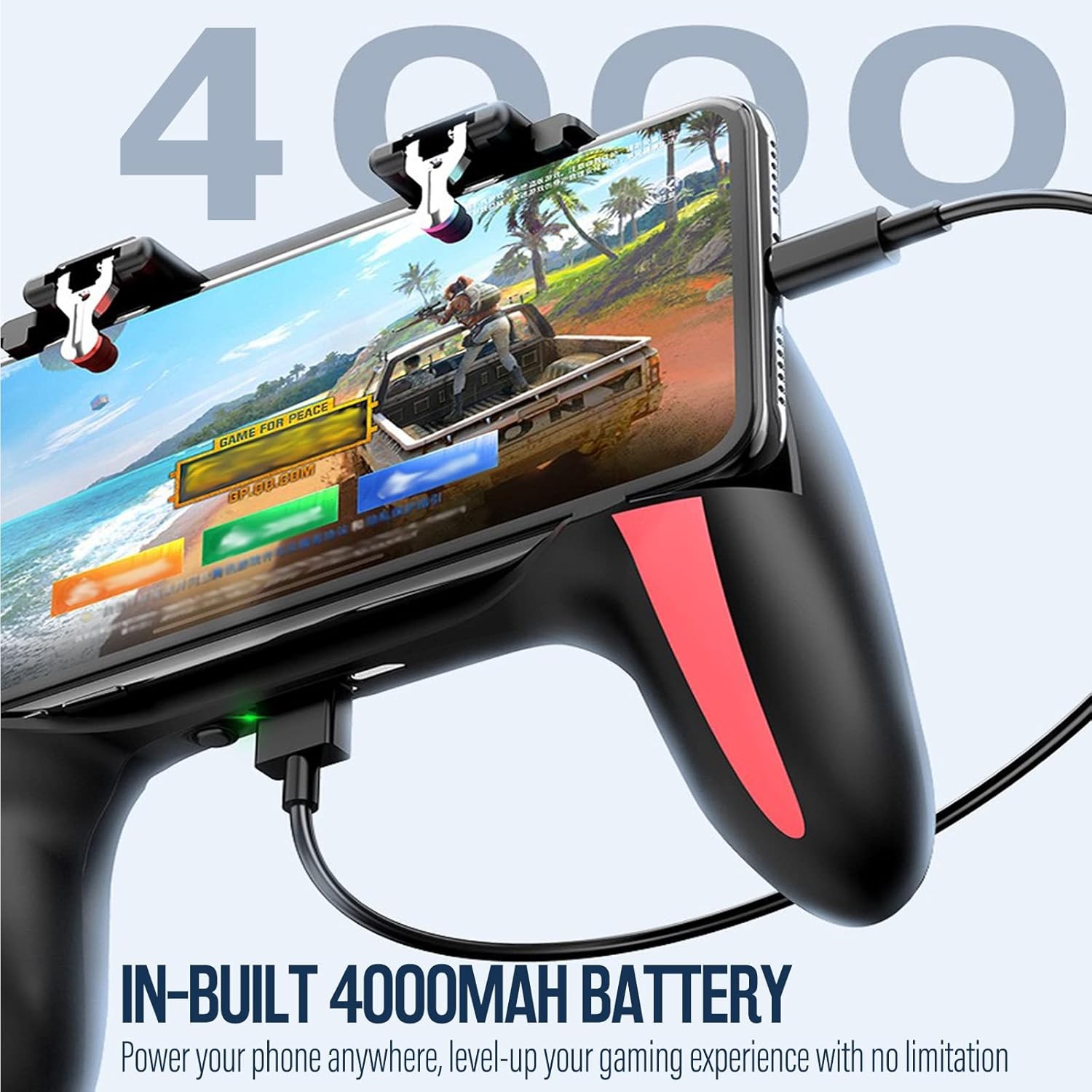 Gaming Grip with Power Bank 4000mAh Cooling Fan L1R1 Triggers