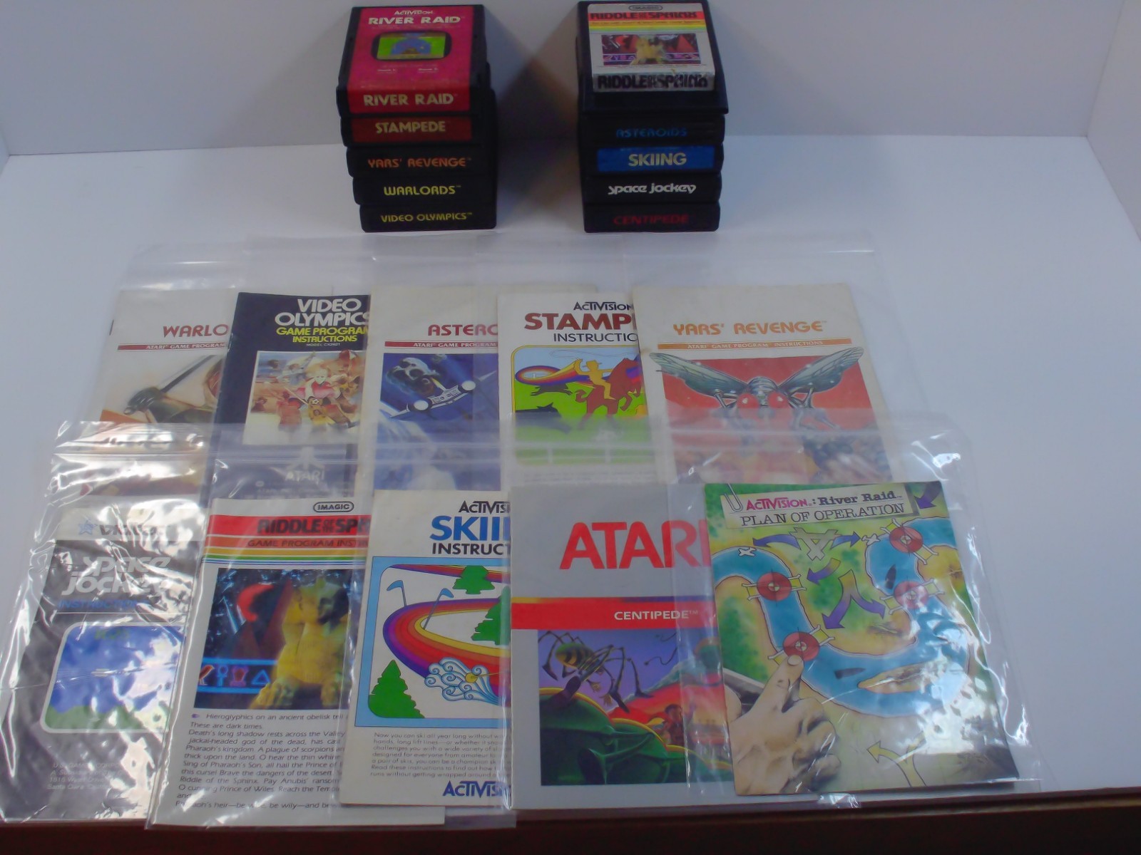 Atari 2600 Lot of 10 Games w Manuals Centripede River Raid Asteroids TESTED RP