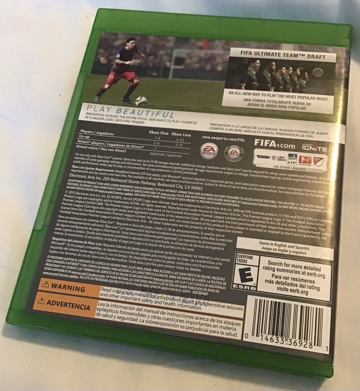 Pre Owned Working XBOX ONE FIFA 16 Lionel Messi Alex Morgan Barcelona Argentina