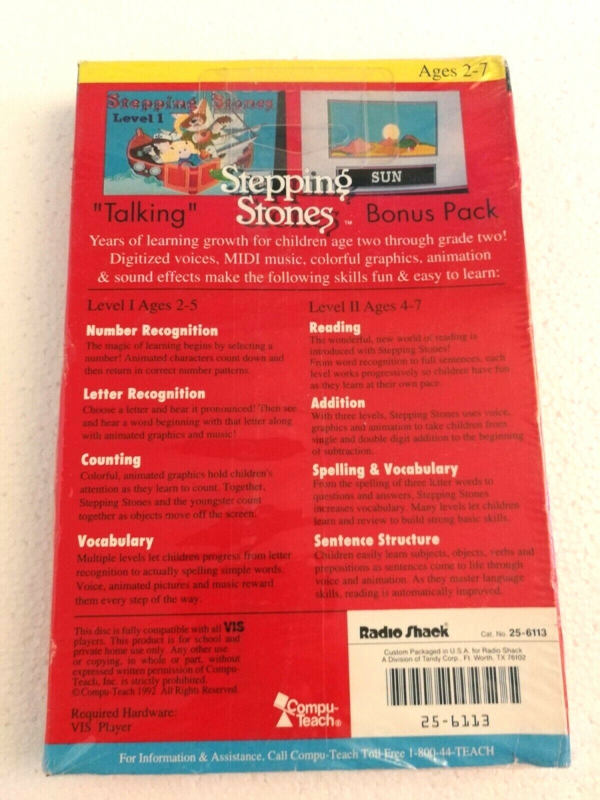 Radio Shack Tandy Talking Stepping Stones CD-ROM PC Video Game (1992) NEW NIB