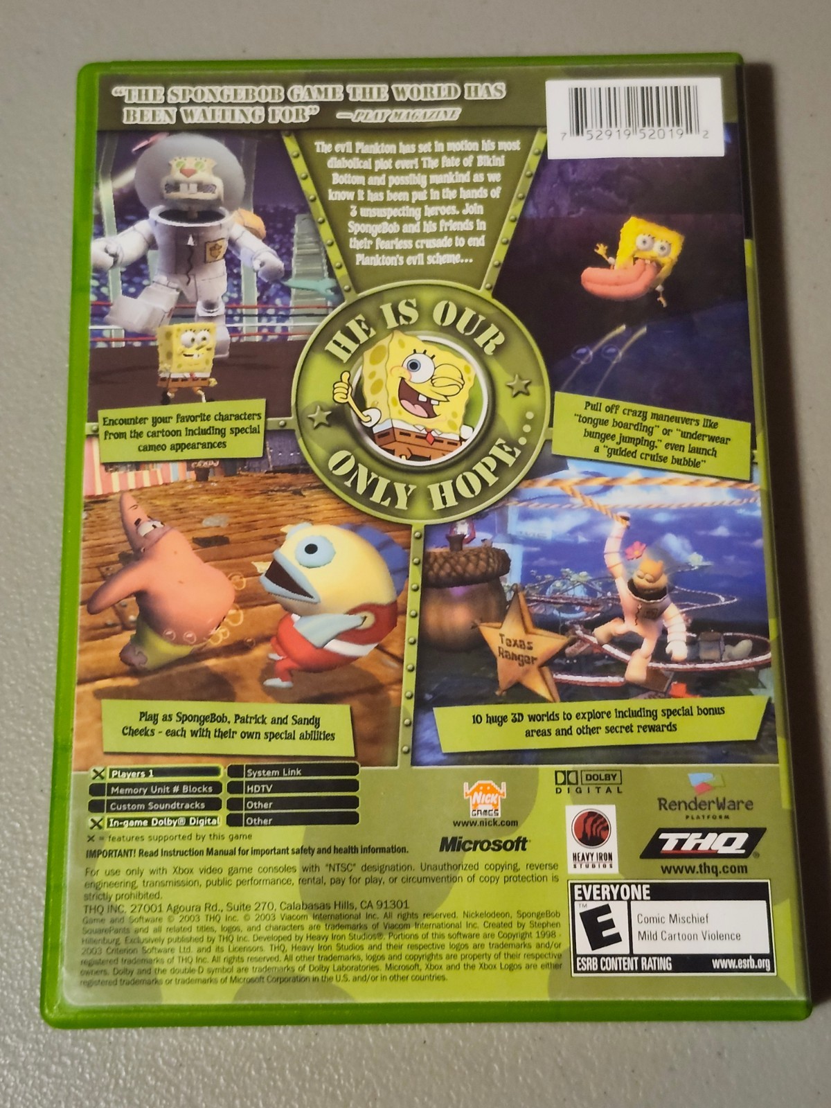 SpongeBob SquarePants: Battle for Bikini Bottom (Xbox, 2003) CIB