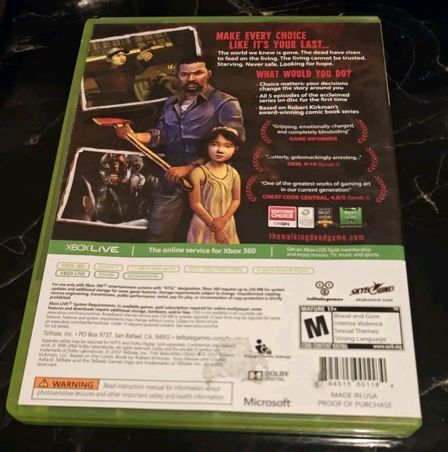 The Walking Dead: A Telltale Games Series (Microsoft Xbox 360, 2012)