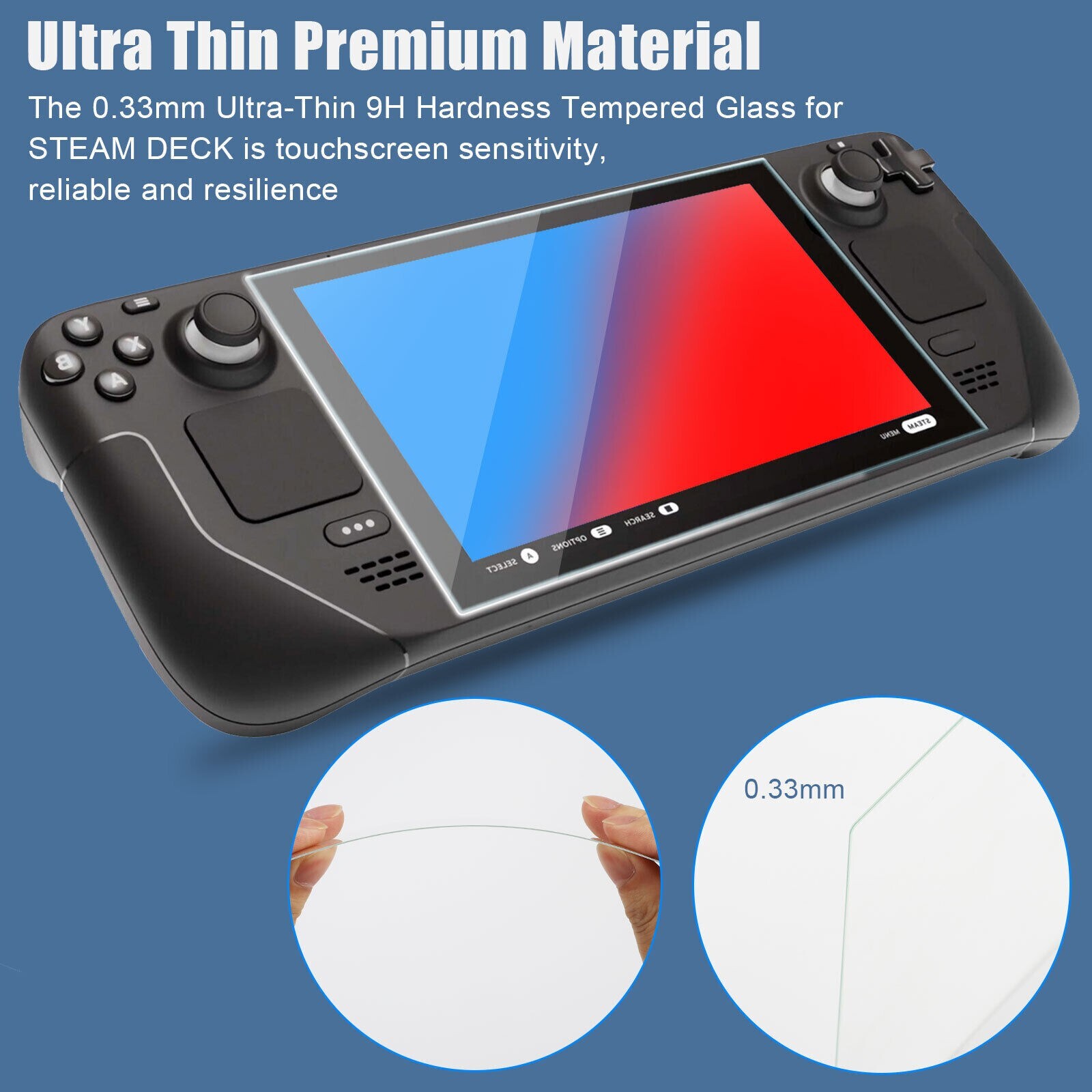 2Pcs for Steam Deck Tempered Glass Screen Protector Film Game Console Protective