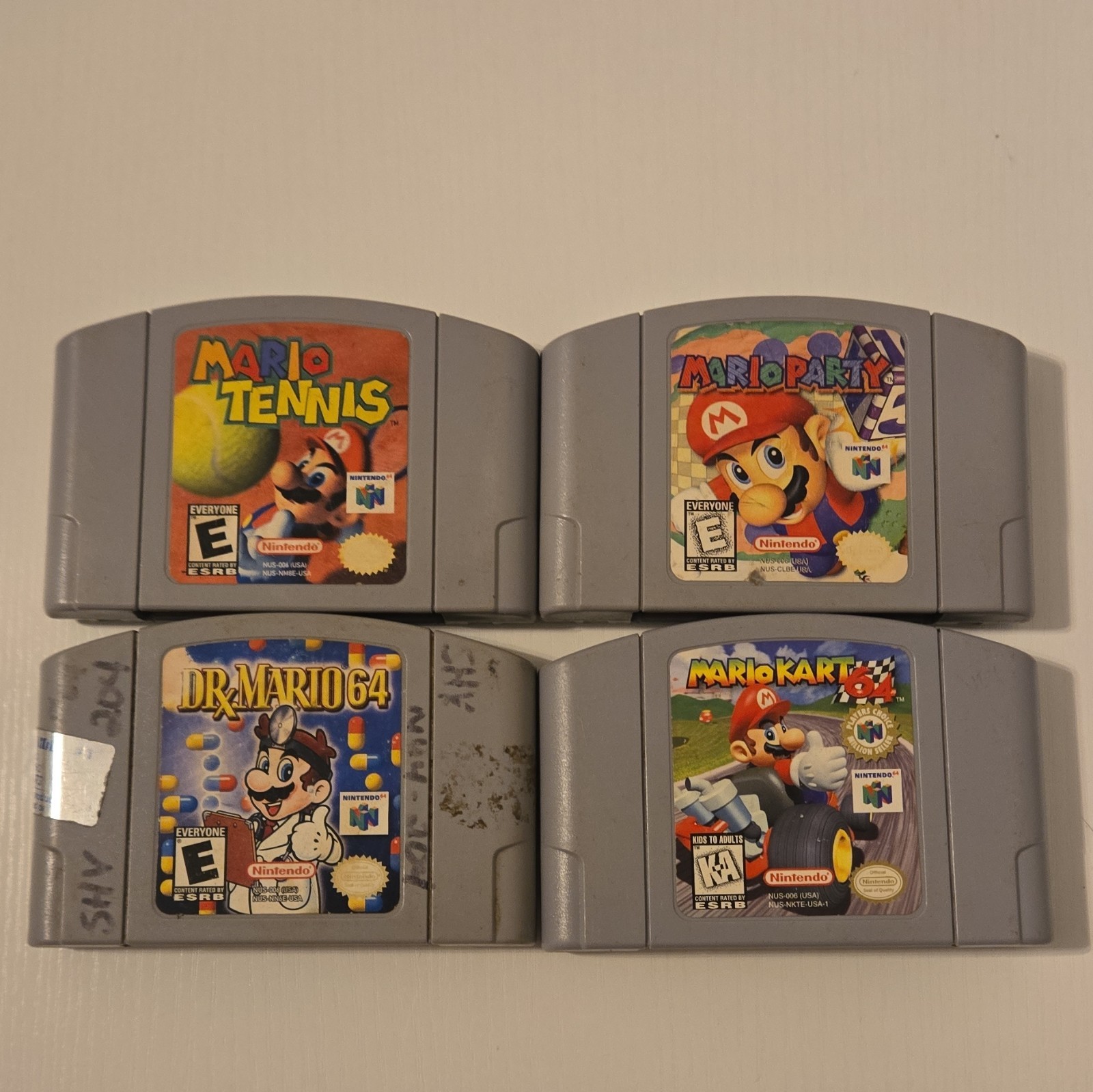 Nintendo N64 Mario Game Lot: Mario Kart 64, Mario Party, Tennis, Dr. Mario