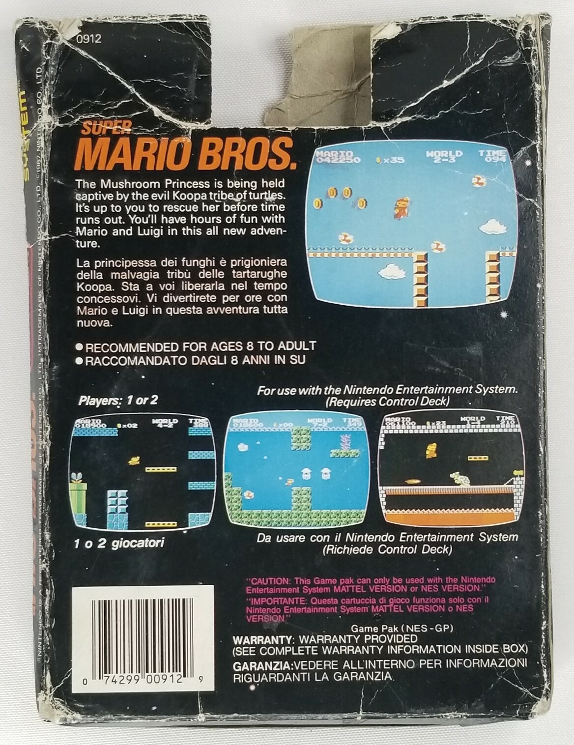 Super Mario Bros Nintendo NES MATTEL VERSION ITALY IMPORT RARE TESTED VHTF HTF