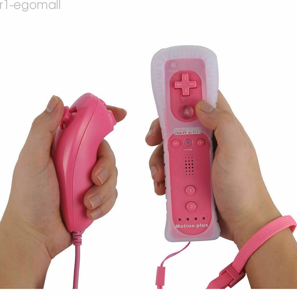 Built in Motion Plus Remote Controller& Nunchuck For Nintendo Wii Wii U+Strap US