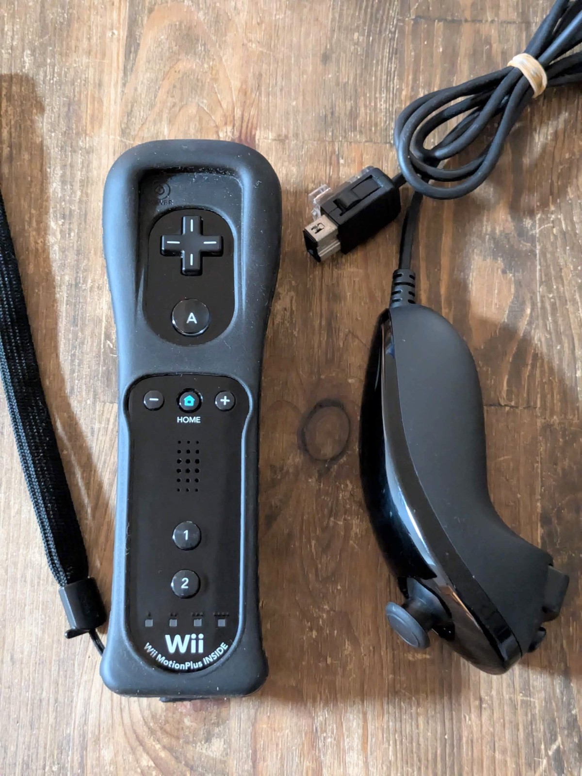 OEM Nintendo Wii & U Motion Plus Remote Controller Black RVL-036 with Nunchuck