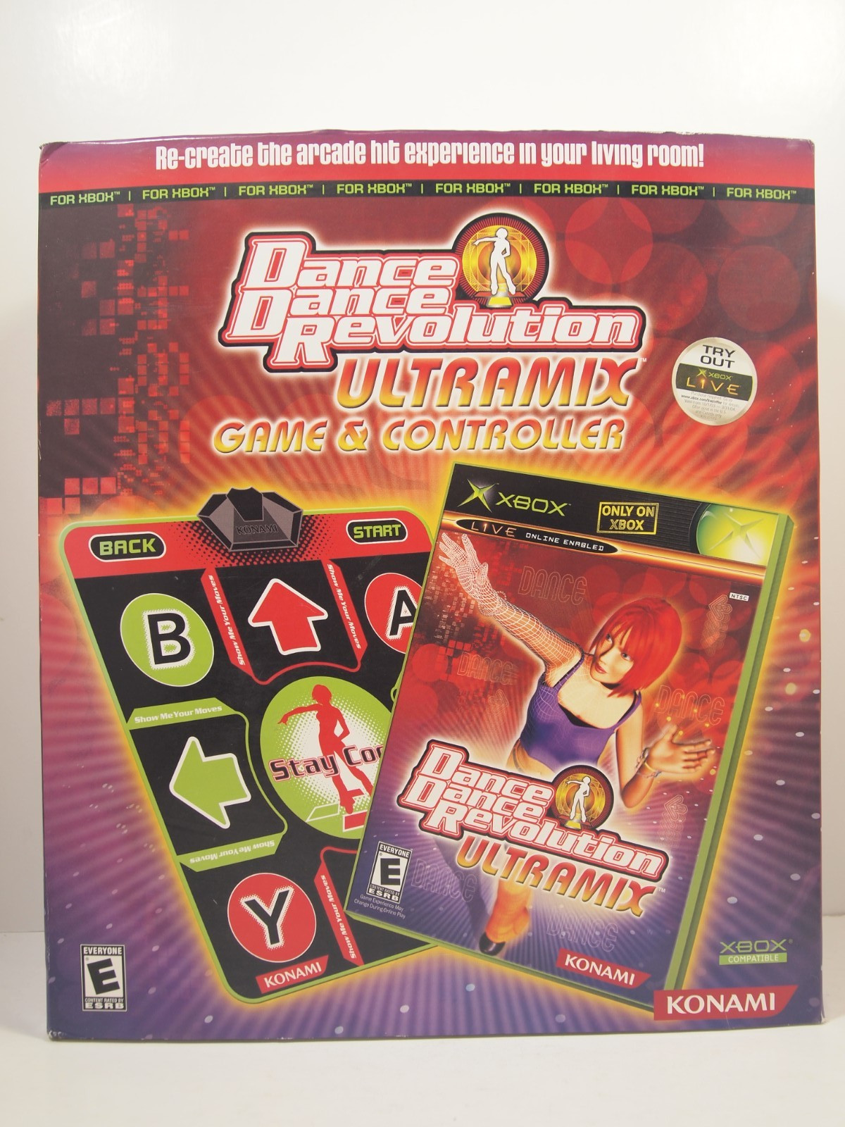 Konami Dance Dance Revolution DDR Ultramix Dance Pad Game Bundle for Xbox