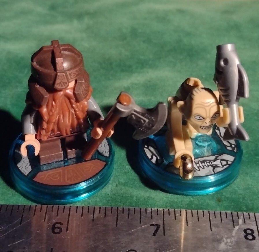 Lego Dimensions Gollum & Gimli & Axe W/ Tag Bases Lord of the Rings Minifigs