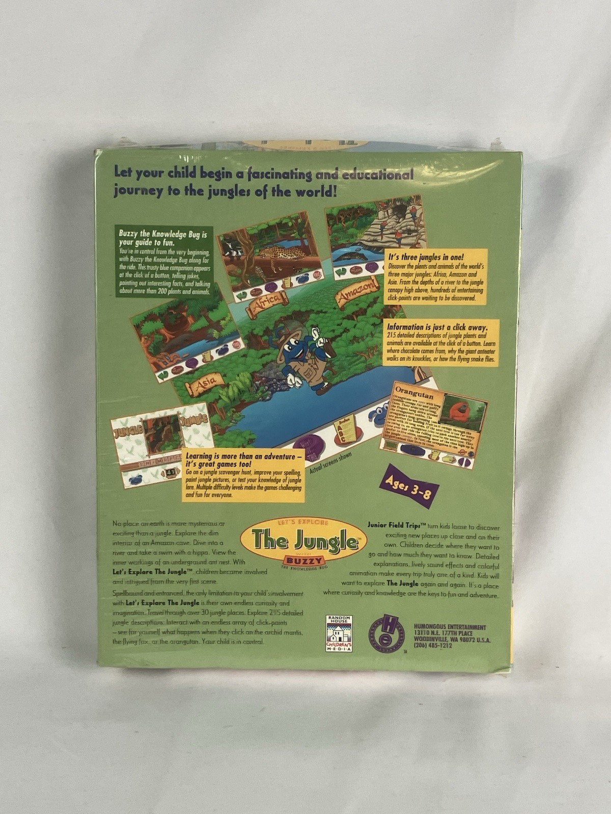 Let’s Explore the Jungle With Buzzy PC CD Rom Windows Mac Game 1995 Big Box New