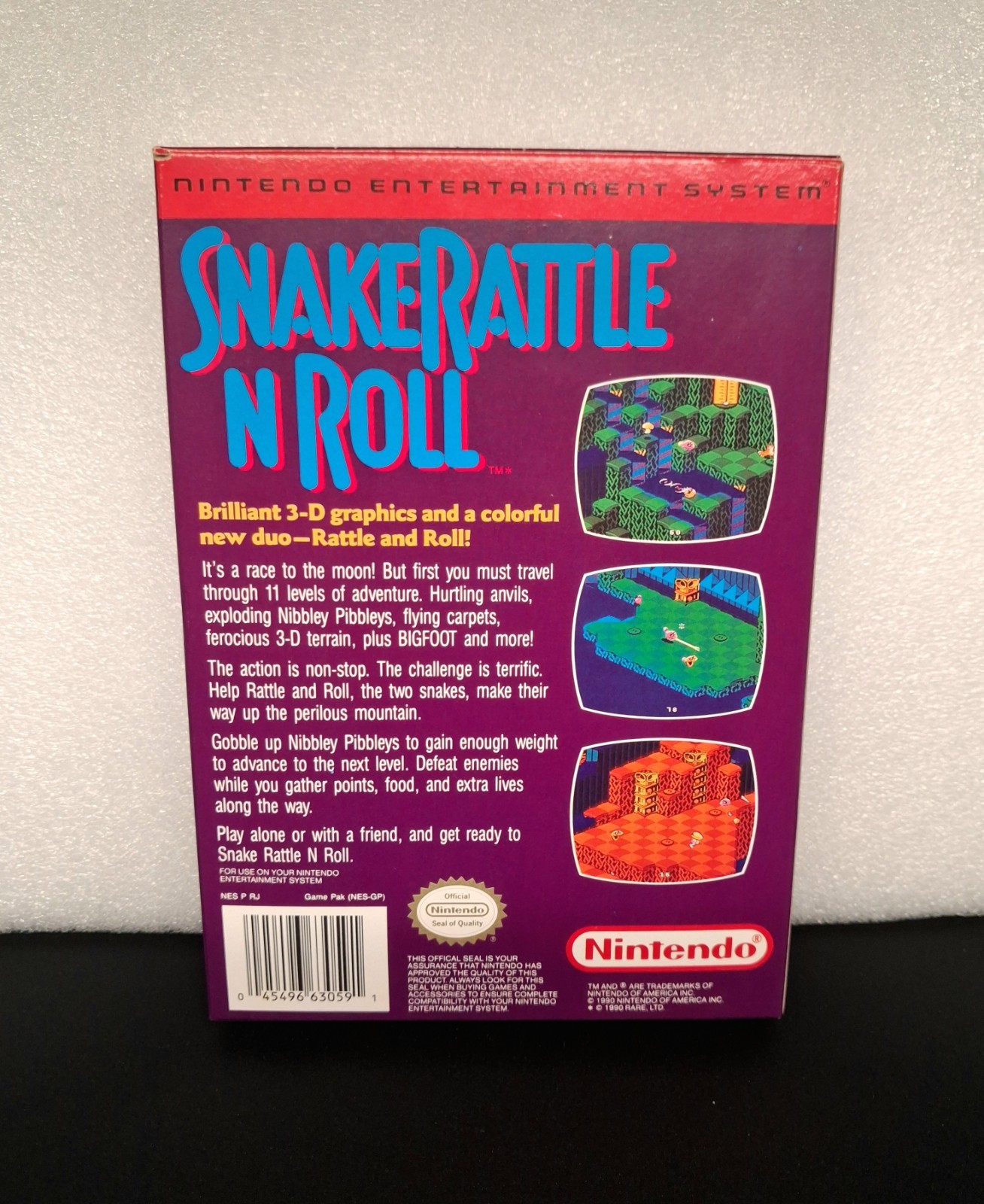 Snake Rattle n Roll (Nintendo NES, 1990) Box Only Very Good Condition