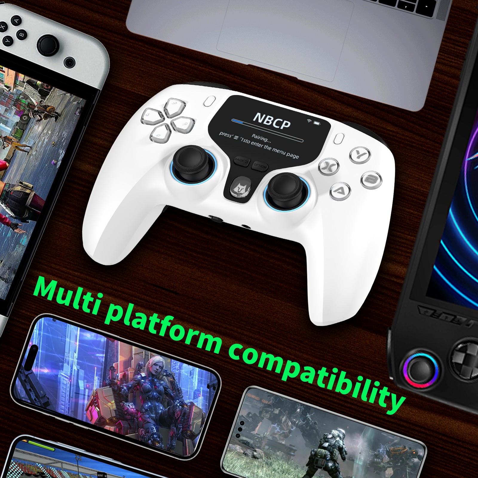 Wireless Gaming Controller with Interactive Screen for PC/PS3/Switch 2 1/Android