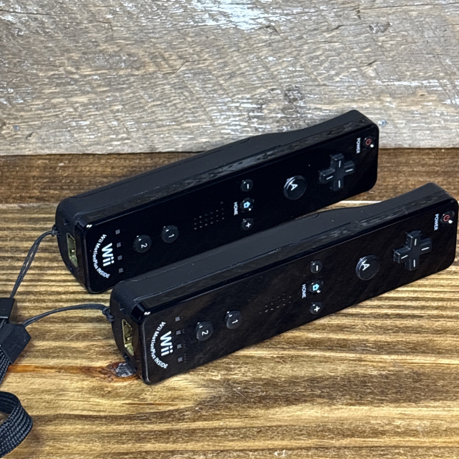 (2) OEM Nintendo Wii Motion Plus Remote Controller Black RVL-036 Tested