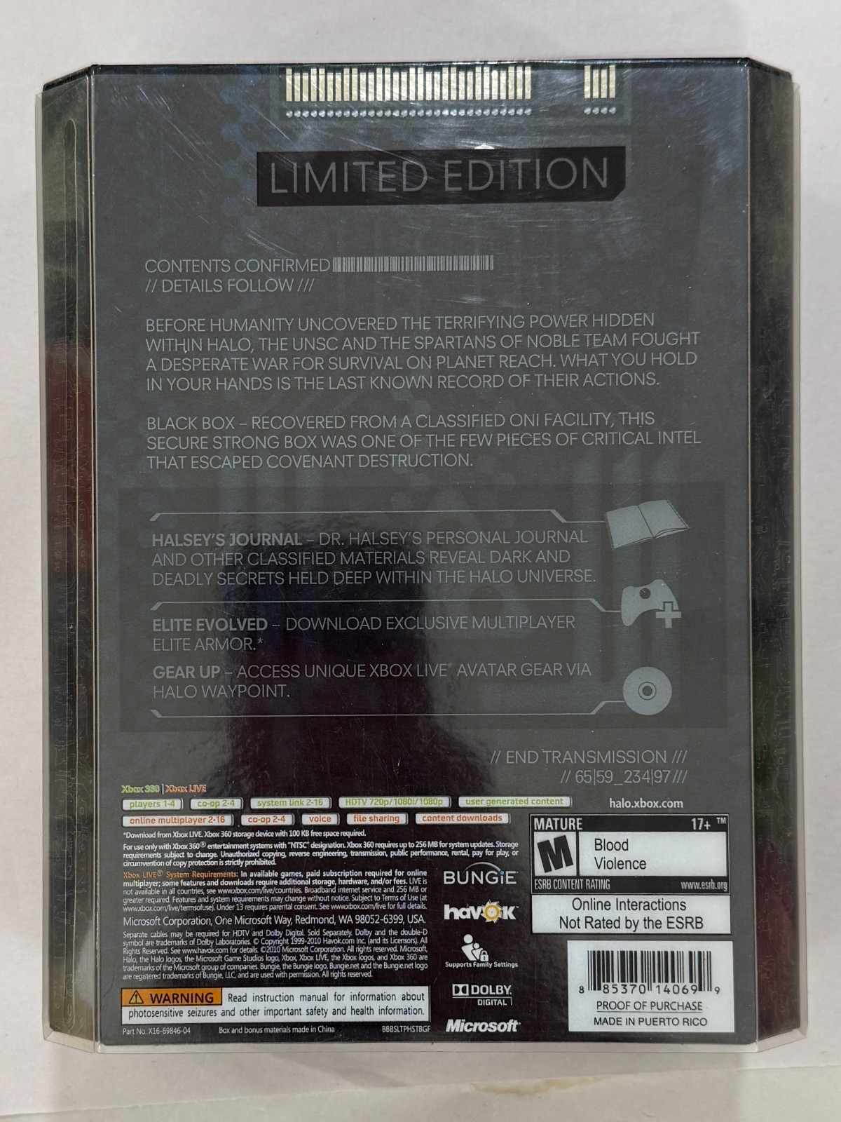 Halo Reach: Limited Edition – CIB / Complete – Xbox 360 – Working, Tested
