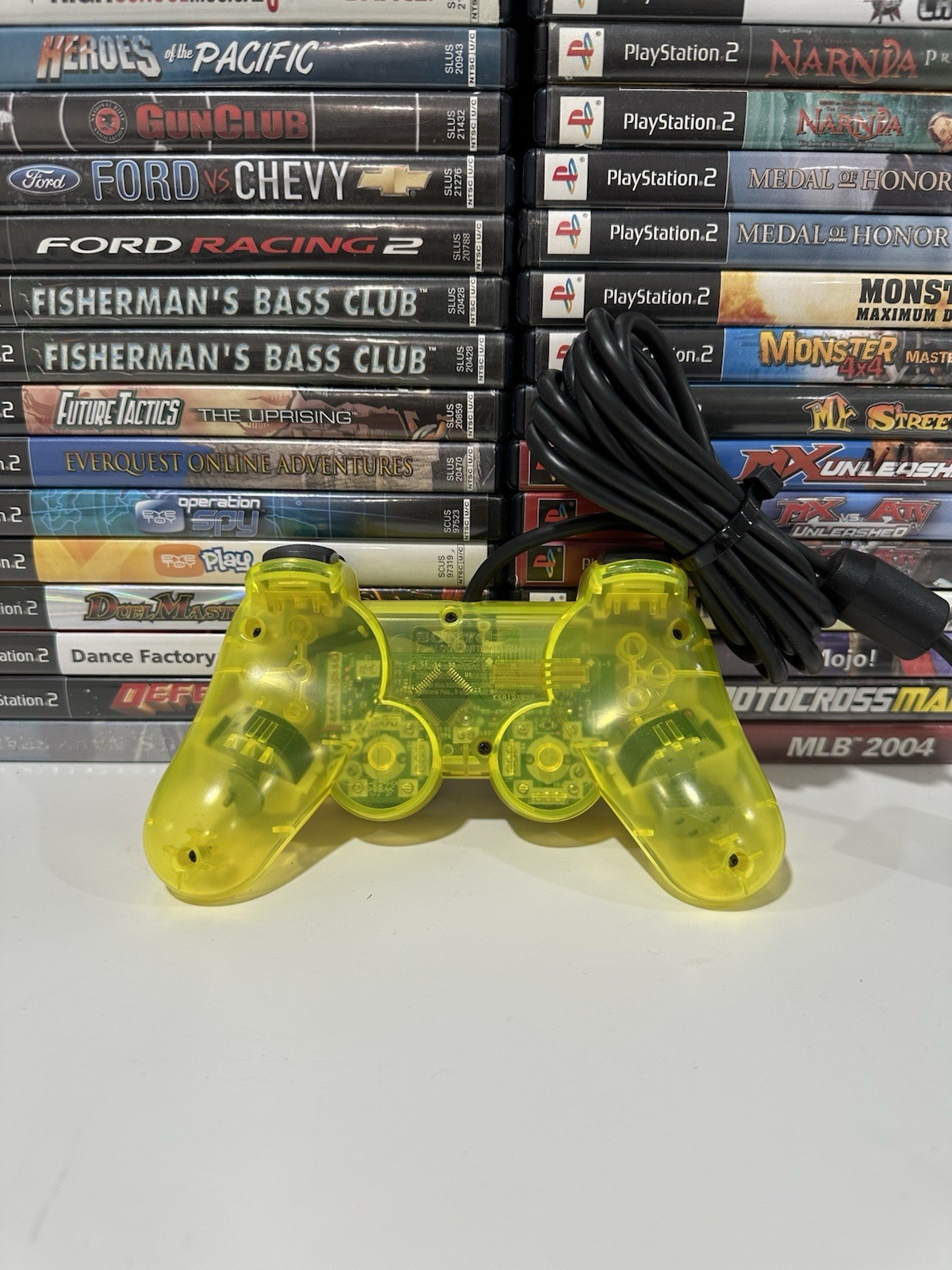 Sony PS2 LEMON YELLOW Wired Controller OEM DualShock PlayStation 2 AUTHENTIC