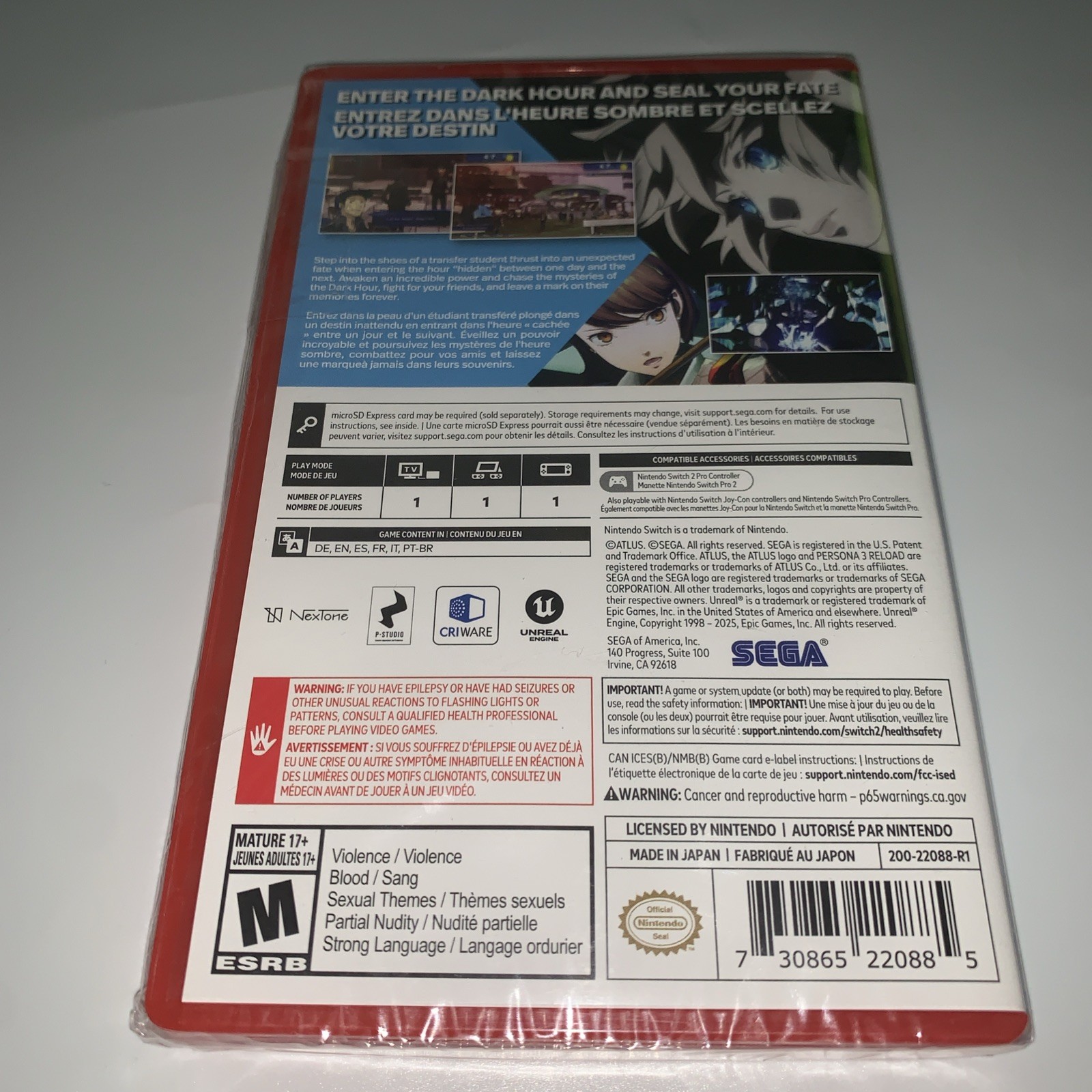 Persona 3 Reload (Game-Key-Card) – Nintendo Switch 2 | Brand New Sealed! Read