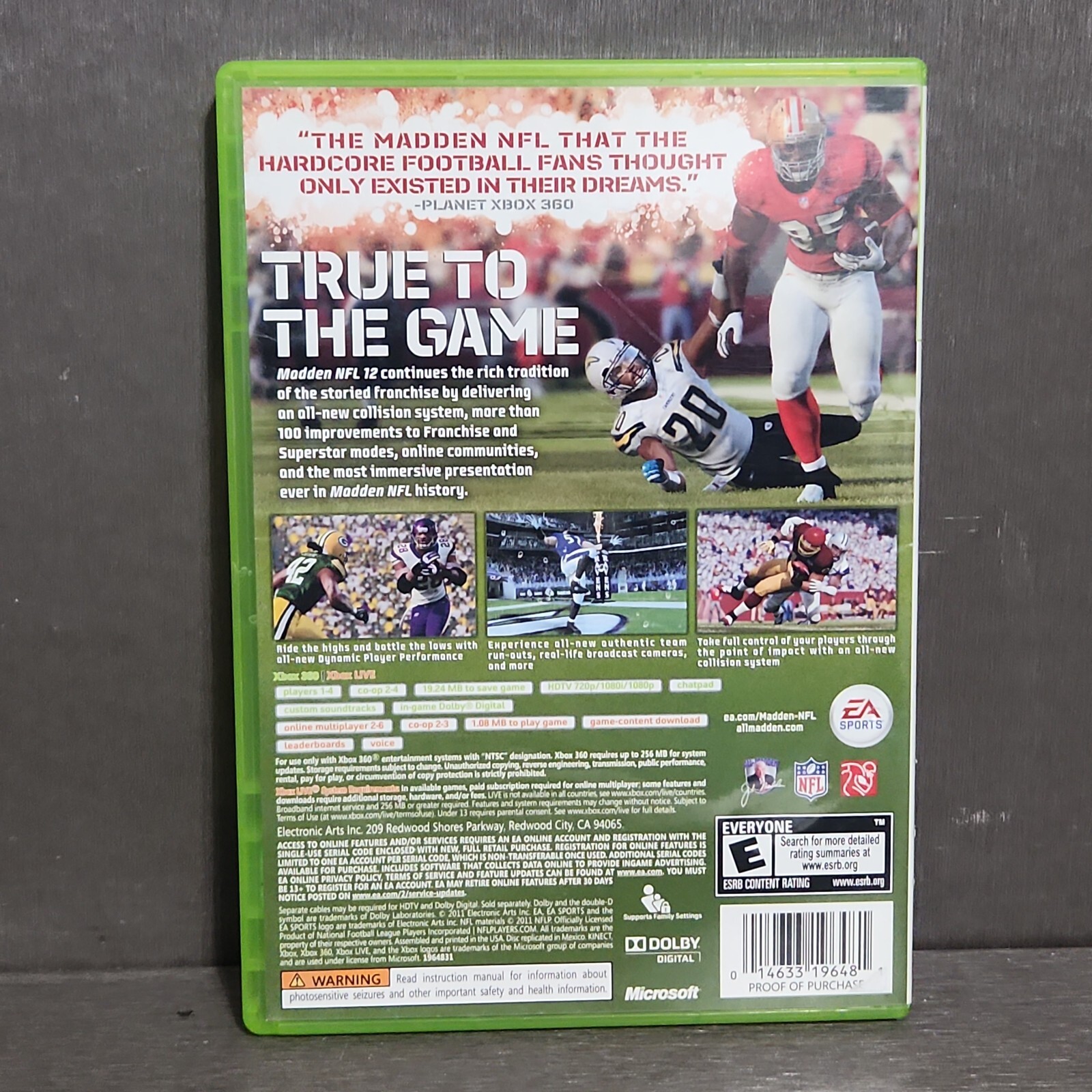 Madden NFL 12 Xbox 360 Game CIB Complete