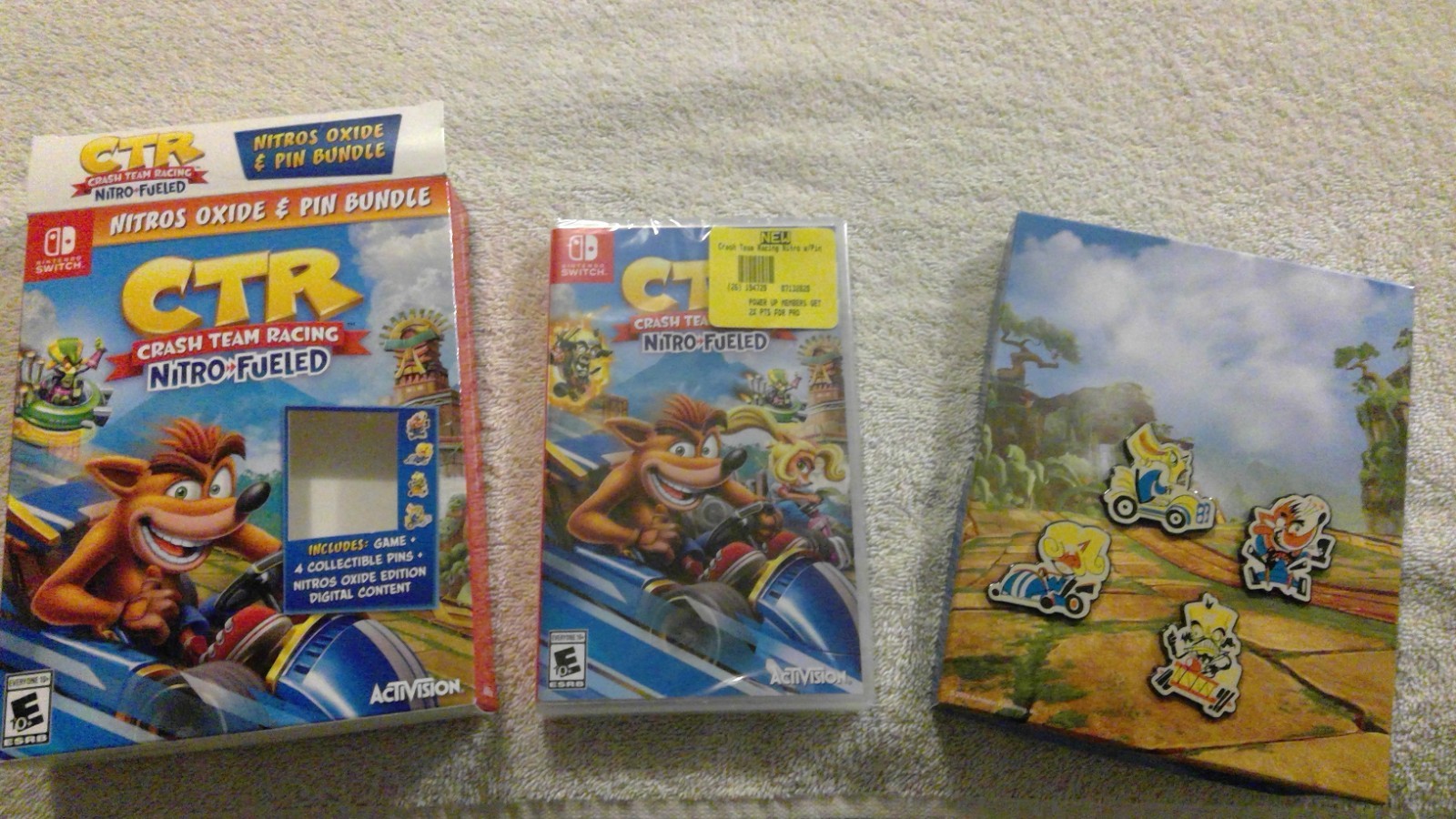 Crash Team Racing: Nitro Fueled (Nintendo Switch) Nitros Oxide & Pin Bundle NEW