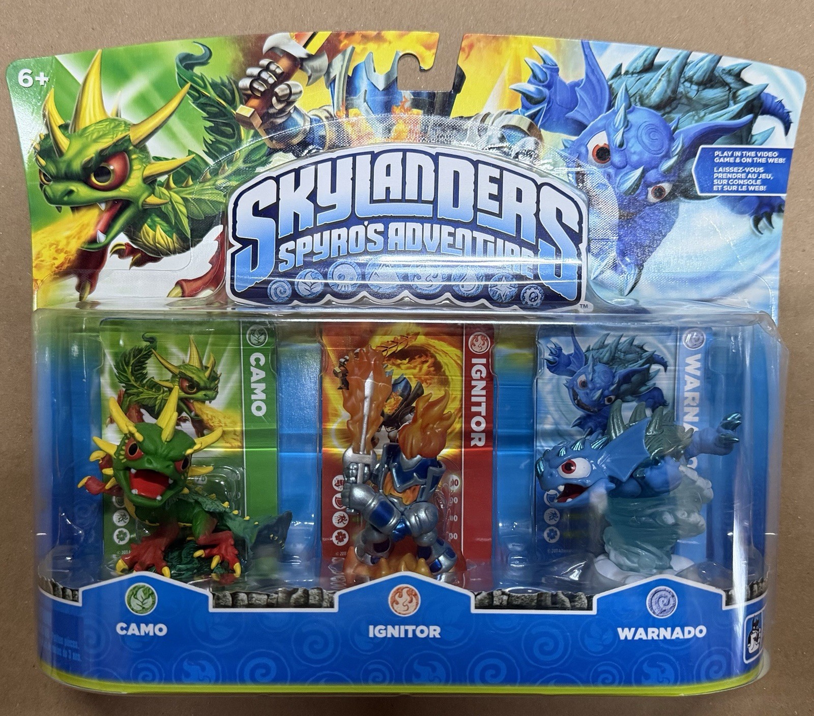 NEW Skylanders Spyro’s Adventure 3 Pack Camo Ignitor Warnado BNISB RARE HTF